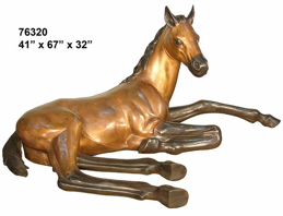 Bronze Horse Laying down Statue - Click Image to Close